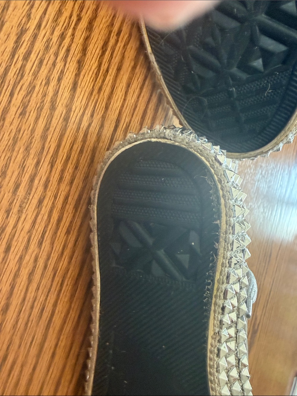 Metallic Taupe High-Top Sneakers with Crystal Stud Detailing - Picture 6 of 8